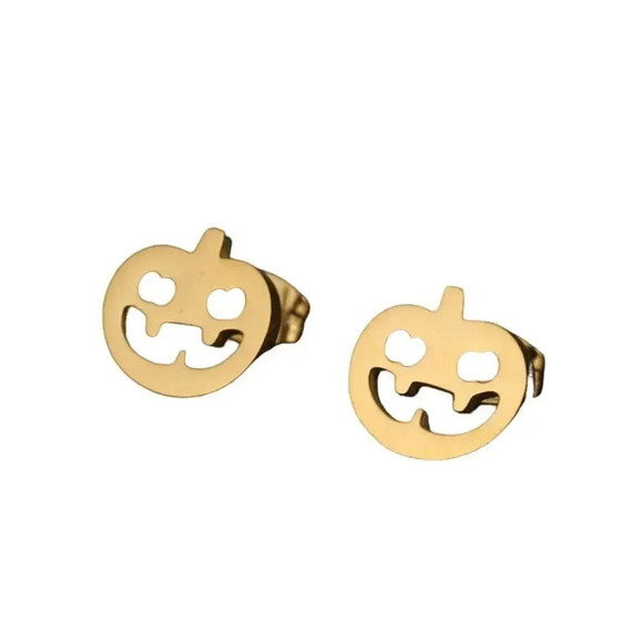 Halloween Stainless Steel Studs Lady Jewelry Gold Tone - Picture 2 of 2